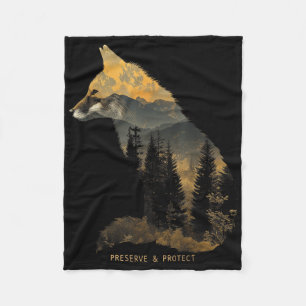 Fox Forest Protect Preserve Hiking Camping Nature Fleece Blanket