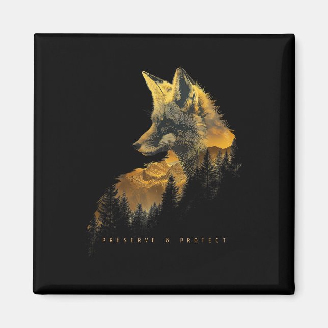 Fox Forest Protect Preserve Hiking Camping Nature  Magnet (Front)