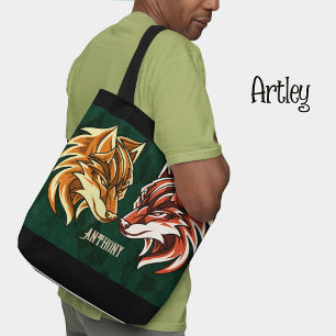 Fox Friends Enemies Couple Friends Custom Name Tote Bag