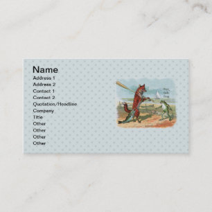 Fox Frog Fishing Antique Illustration Business Card