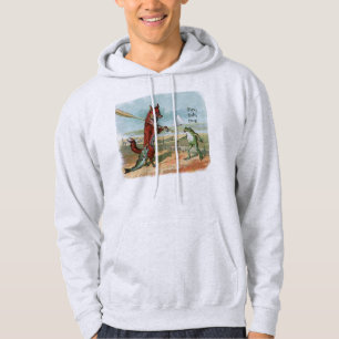 Fox Frog Fishing Antique Illustration Hoodie