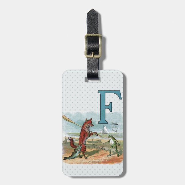 Fox Frog Fishing Antique Illustration Luggage Tag (Front Vertical)