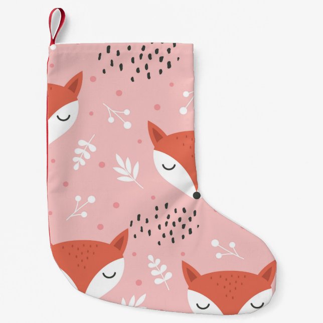 Fox Fun: Cute Forest Pattern Small Christmas Stocking (Front)