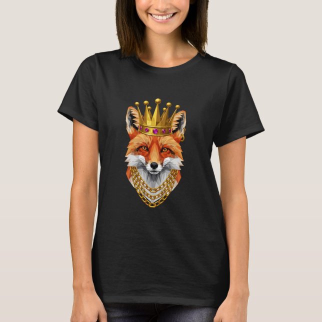 Fox Gangster Golden Crown King Regal Art T-Shirt (Front)