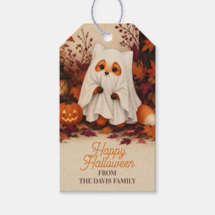 Fox Ghost Costume Halloween Personalised Gift Tag