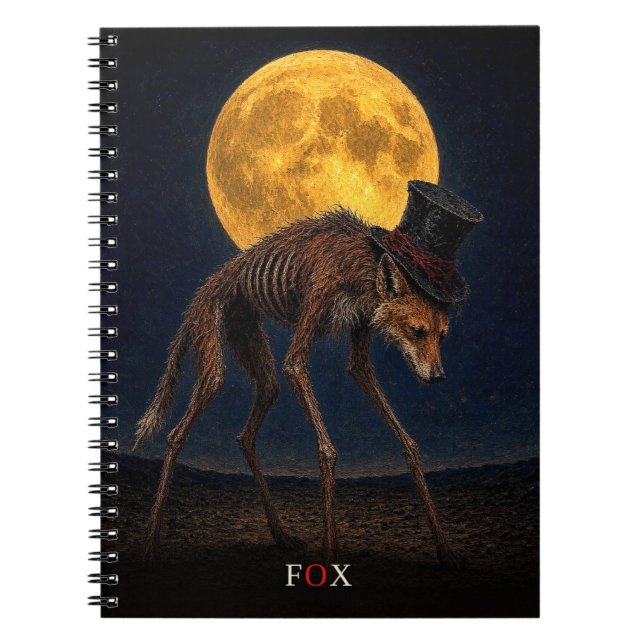 Fox Gothic Top Hat gothic Surreal Notebook (Front)