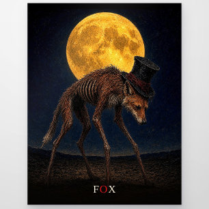 Fox Gothic Top Hat gothic Surreal Postcard