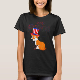 Fox Graphic Red White Blue Fireworks Decor 4th Of T-Shirt