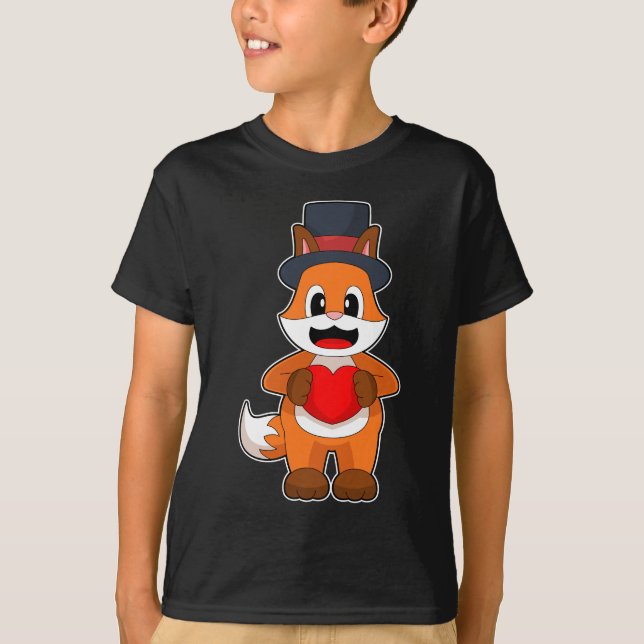 Fox Groom Heart Wedding T-Shirt (Front)