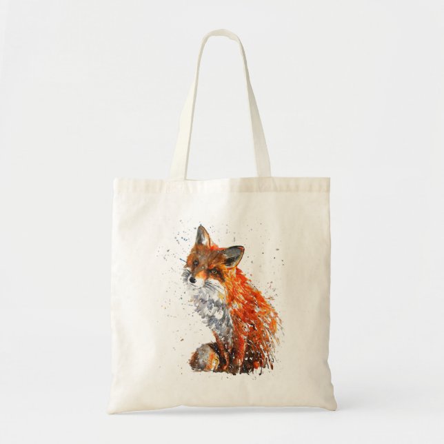 Fox, Hand painted Fox Tote Bag (Front)