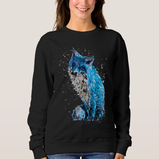 Fox Hand Painted Ice Fox Sweatshirt (Front)