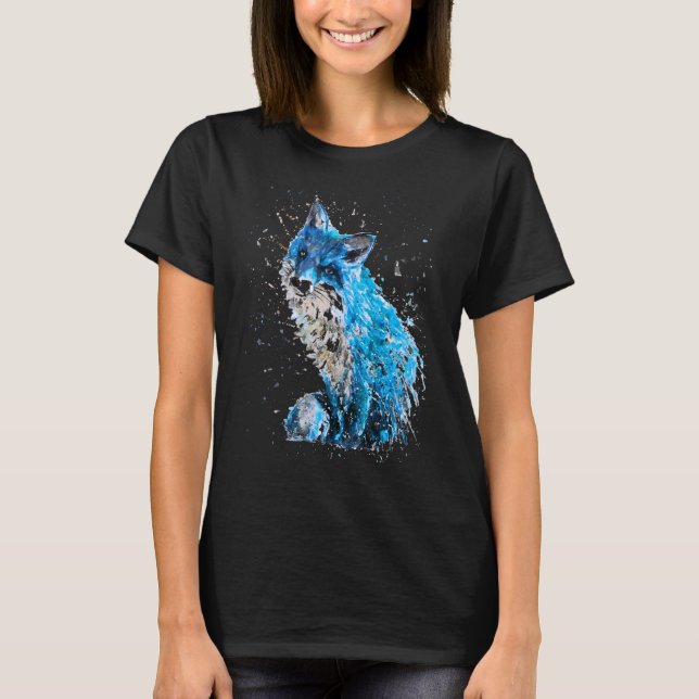 Fox Hand Painted Ice Fox T-Shirt (Front)