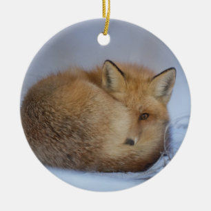 fox hanging ornament, foxy decor ceramic tree decoration