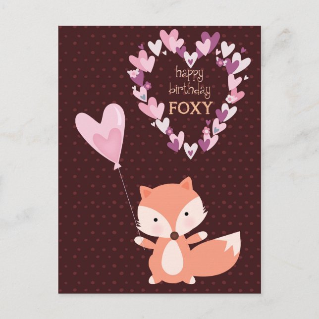 Fox Happy Birthday Foxy Postcard (Front)