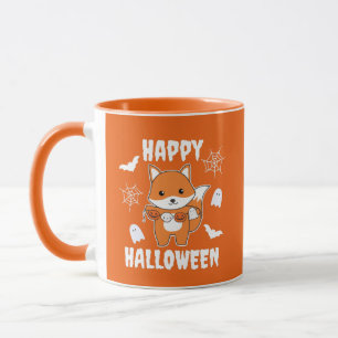 Fox Happy Halloween Pumpkin Bat Costume Mug