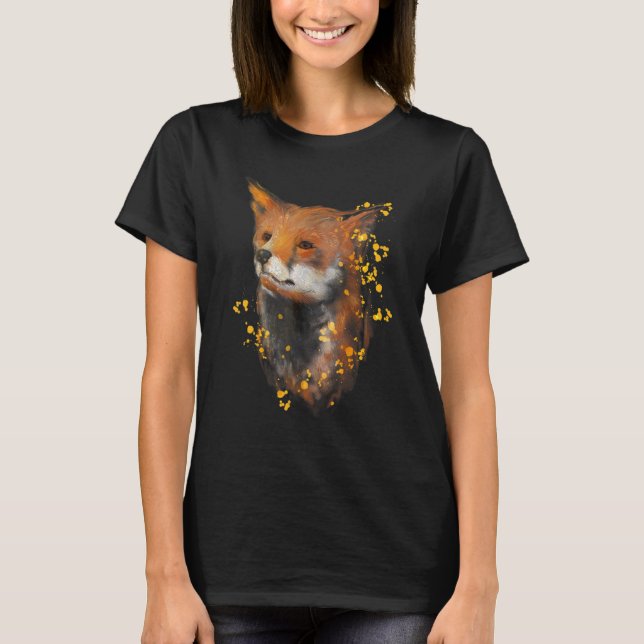 Fox Head Artwork Design Colourful Animals Fox T-Shirt (Front)