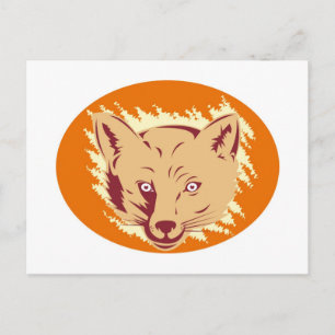 fox head front retro postcard