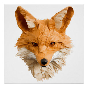 Fox head in paper mache for child's bedroom  poster