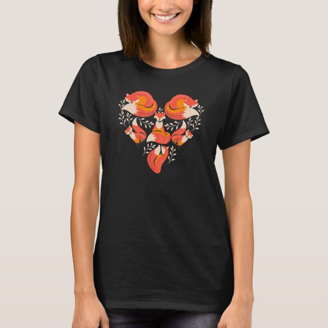 Fox Heart For Women Men Kids Cute Animal T-Shirt (Front)
