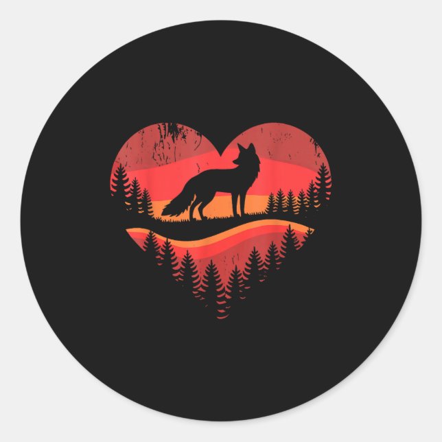 Fox Heart Valentines Animal Fox Lover Men Women Gi Classic Round Sticker (Front)