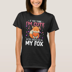 Fox Heart Valentine's Day Animal For Womens Kids T-Shirt
