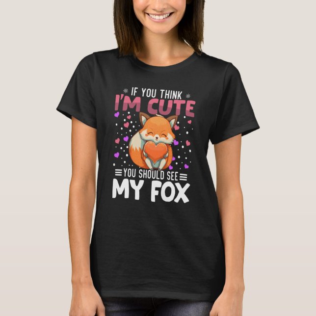 Fox Heart Valentine's Day Animal For Womens Kids T-Shirt (Front)