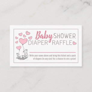 Fox Hearts Baby Shower Diaper Raffle Enclosure Card