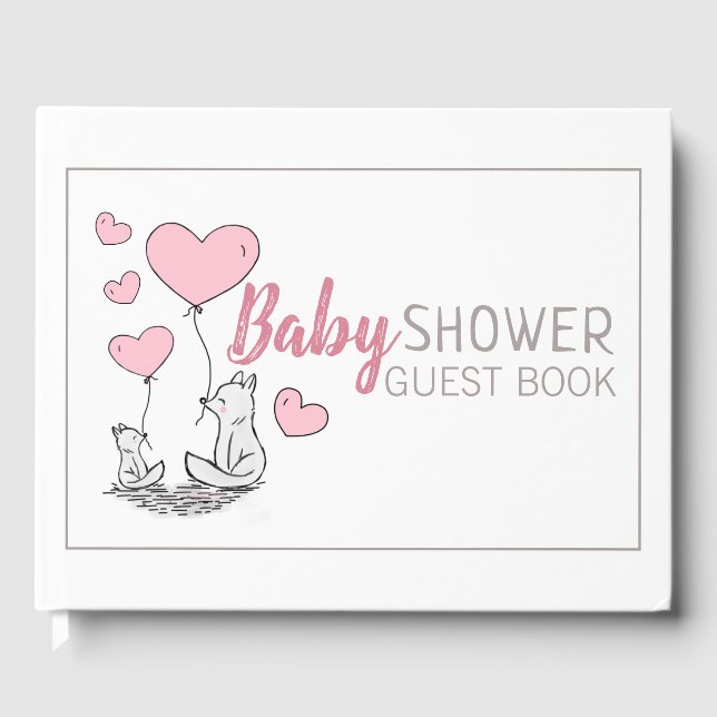 Fox Hearts Baby Shower Guest Book (Front)