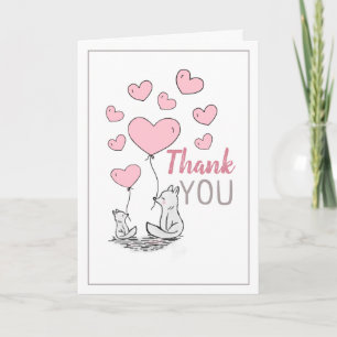 Fox Hearts Baby Shower Thank You Card