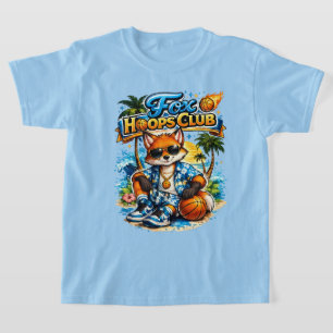 Fox Hoops Club Kids T-Shirt Cute Summer Basketba