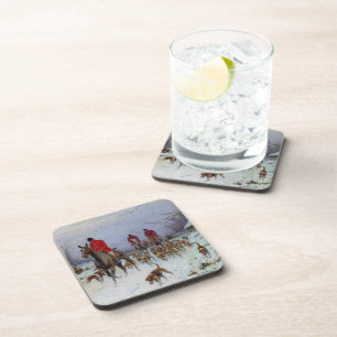 Fox Hunt Huntsmen and Hounds Returning Home  Coaster