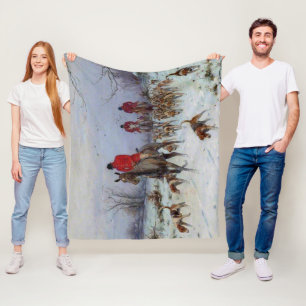 Fox Hunt Huntsmen and Hounds Returning Home  Fleece Blanket
