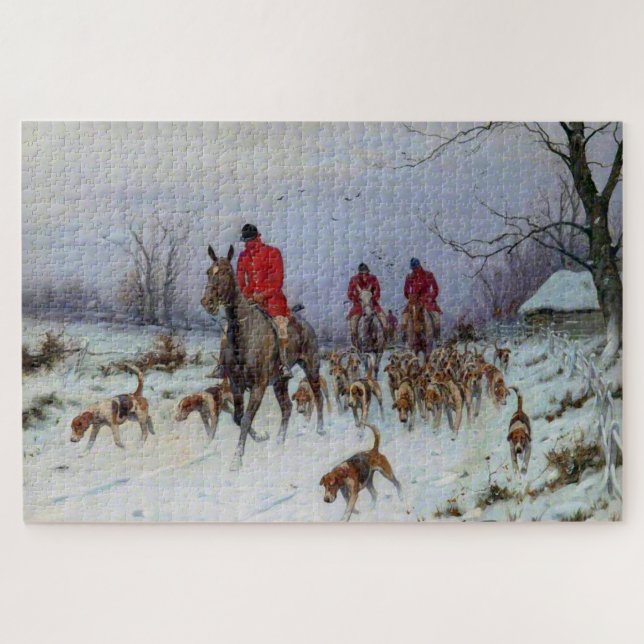 Fox Hunt Huntsmen and Hounds Returning Home  Jigsaw Puzzle (Horizontal)