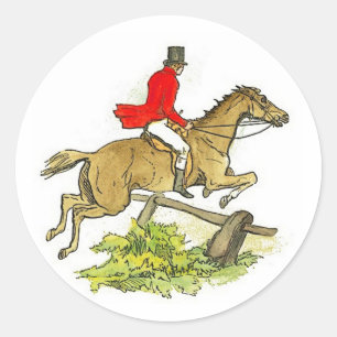 Fox Hunt Jumper Hunter Horseback Riding Events Classic Round Sticker
