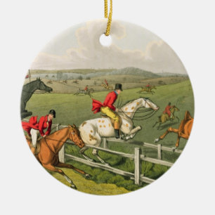 Fox Hunting, aquatinted by I. Clark, pub. by Thoma Ceramic Tree Decoration