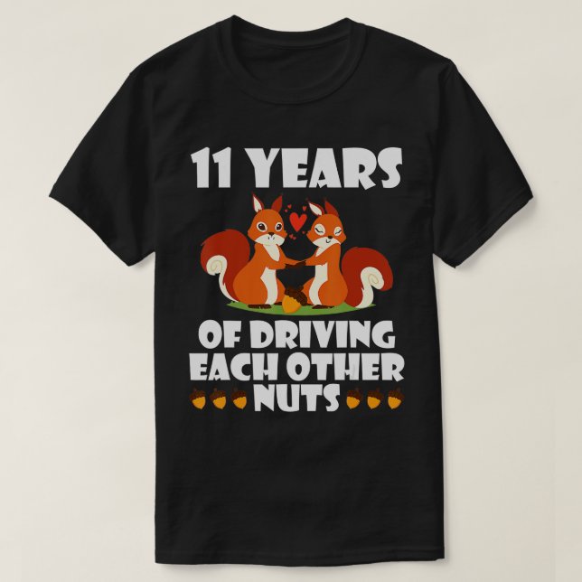 Fox Husband Wife Married 11 Years Of Driving Each  T-Shirt (Design Front)