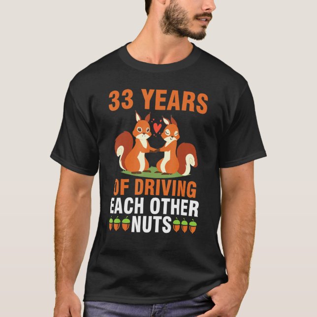 Fox Husband Wife Married 33 Years Of Driving Each  T-Shirt (Front)