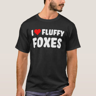 Fox I Love Fluffy Foxes with Red Heart Cute Fox T-Shirt