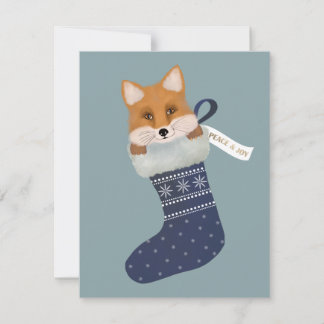 Fox in a Christmas Stocking Holiday Card