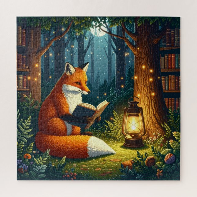 Fox in a Magical Forest Library Jigsaw Puzzle (Vertical)