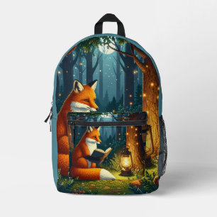 Fox in a Magical Forest Library Printed Backpack