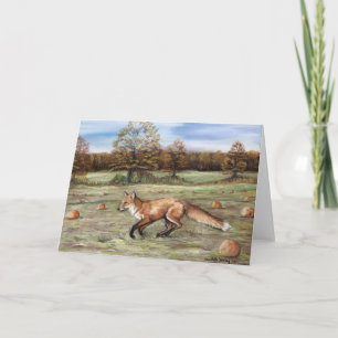 Fox in a Pumpkin Patch Art Greeting Card