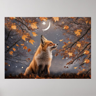Fox in Autumn Colors Mystical Magical Pretty Poster