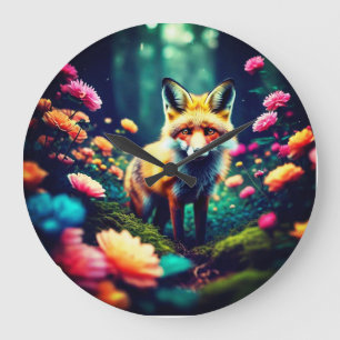 "Fox in Bloom" Large Clock