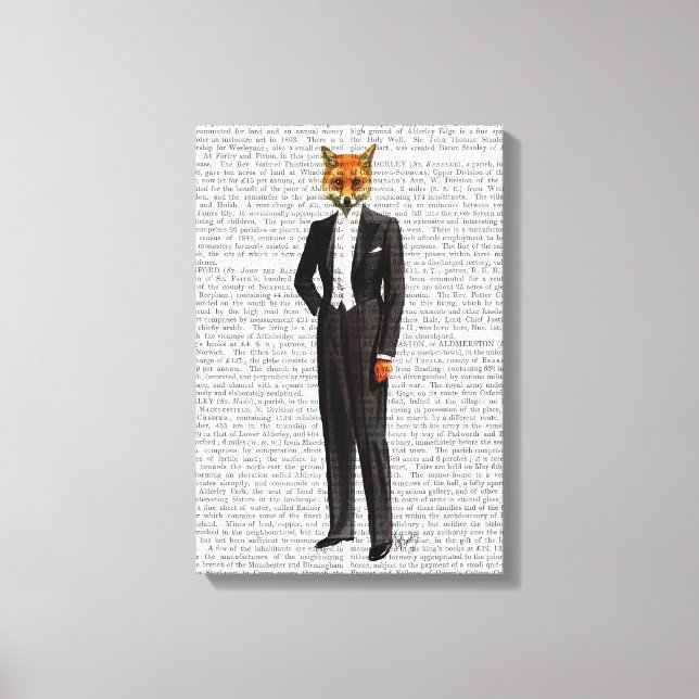 Fox In Evening Suit Full Canvas Print (Front)
