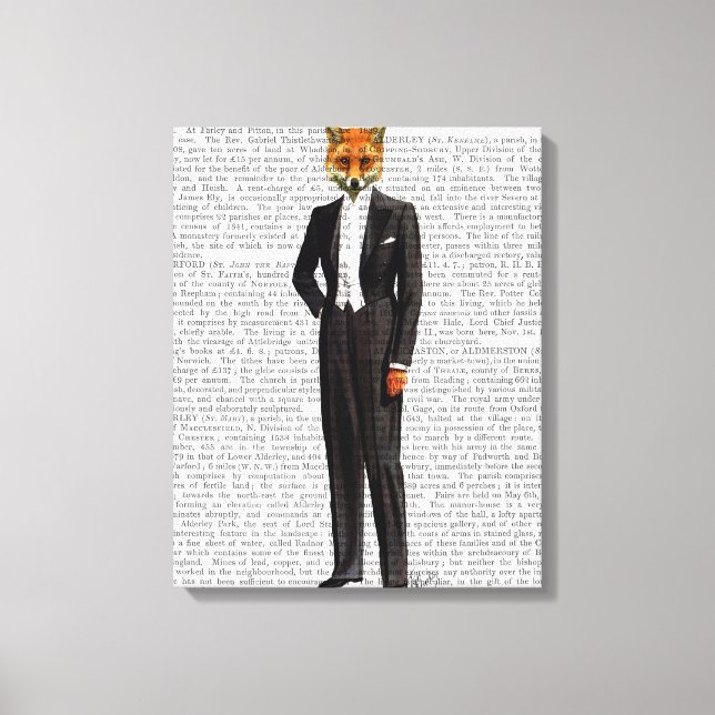Fox In Evening Suit Full Canvas Print (Front)