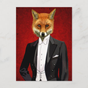 Fox In Evening Suit, Portrait Postcard