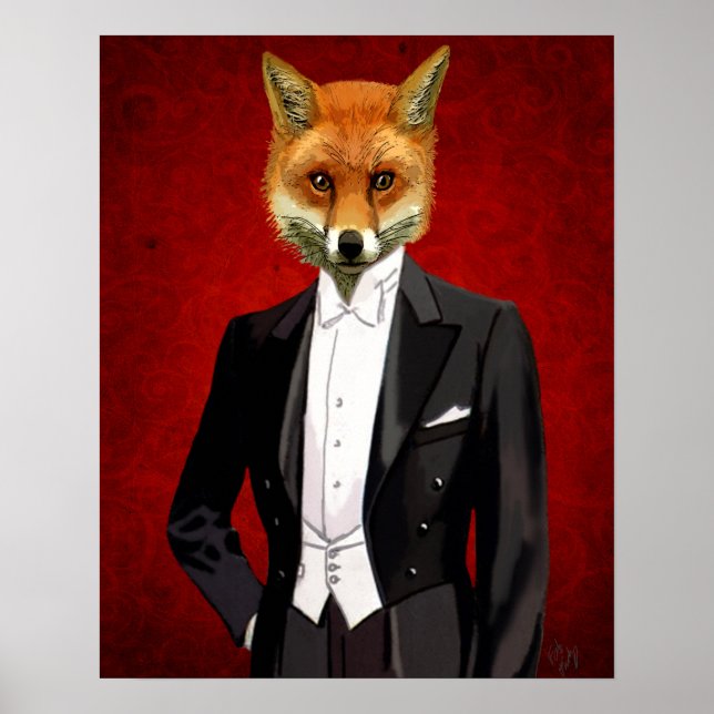 Fox In Evening Suit, Portrait Poster (Front)
