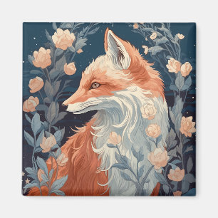 Fox In Forest Beautiful Floral Fox Magnet