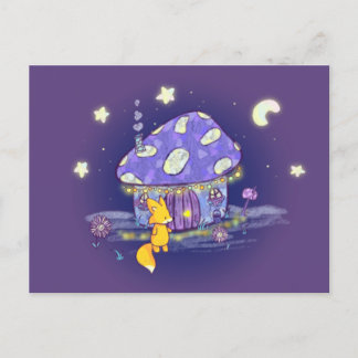 Fox in Lunar Mushroom House Postcard